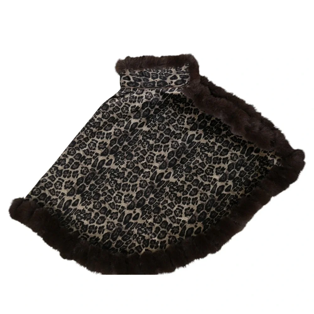 Vince Camuto OS Open Neck Leopard Print Fur Trim Shawl V4642533 – One‎ Size